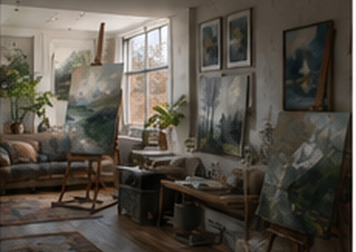 Original paintings in the studio